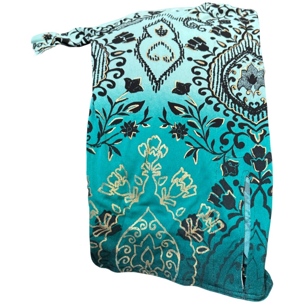 JM Collection Black and Mint Floral Top - Picture 7 of 7